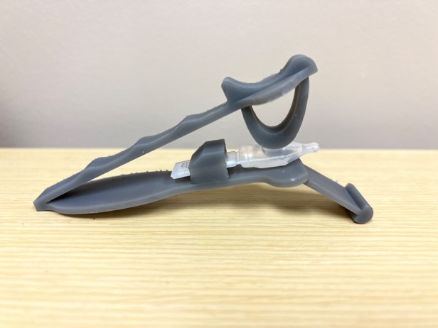  Dr. Schallhorn's innovative design makes it easy to apply a single eyedrop, even for Veterans who lack dexterity or grip strength in their hands.